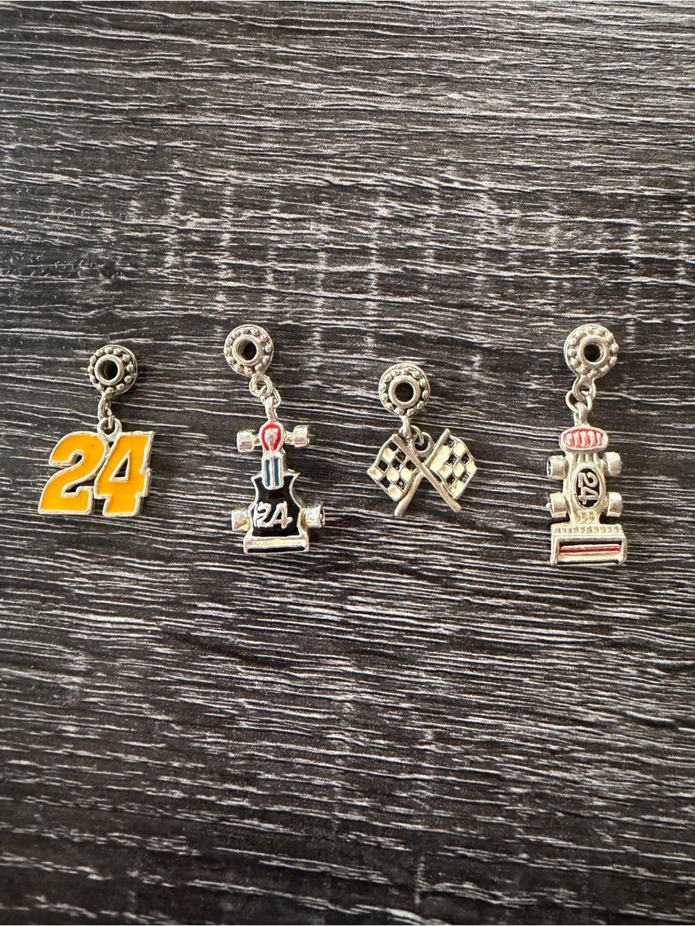 Set of 4 Jeff Gordon Racing Dangle Charms #24/Trophy/Checkered Flags/Race Car